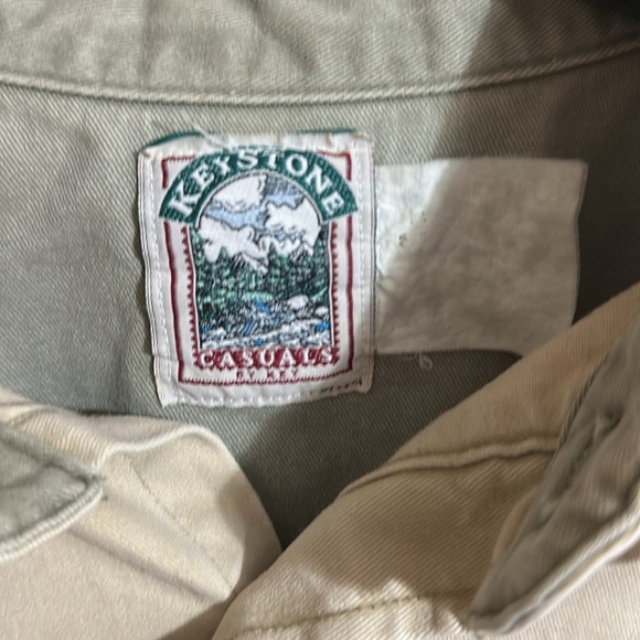 Vintage Keystone Casuals Men’s Khaki Button-Up Shirt - Picture 2 of 4